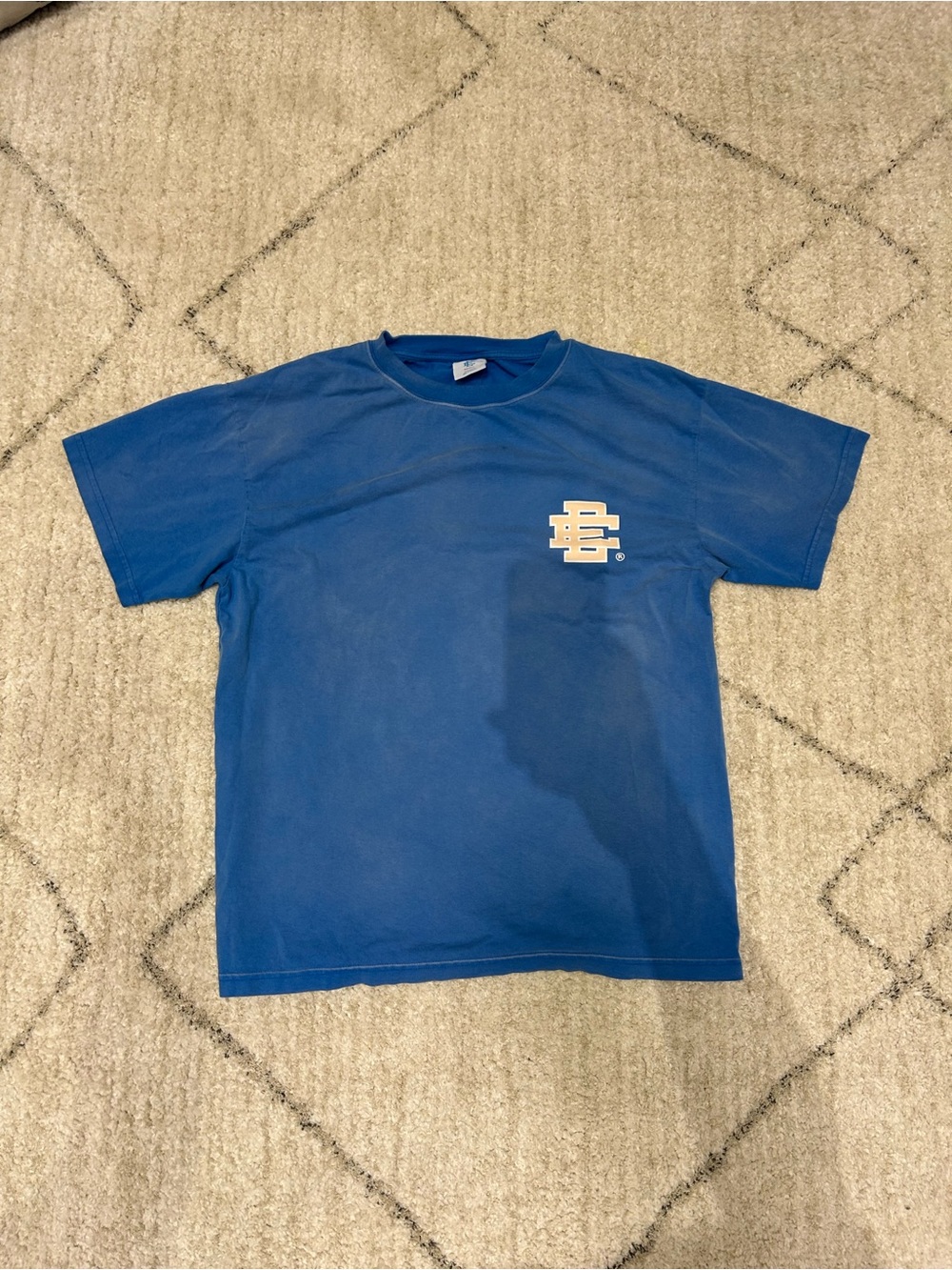 Eric Emanuel Royal Blue Tee with Cream Chest Logo Size S